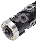 Premium Reversible Carbide Flush Trim Router Bit With 1/2 Inch Shank And 32mm Cutter Diameter, close-up of carbide blades and shank.