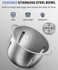 Stainless steel bowl for 6 Cup Mini Food Processor Chopper With 250W Motor And Stainless Steel Blades Plus Meat Grinder Attachment