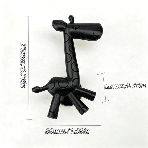 Black finish giraffe-shaped cabinet knob from 4 Pack Giraffe Cabinet Knobs Set Durable Zinc Alloy Drawer Pulls For Kitchen Cabinets