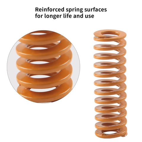 Close-up of Ender 3 S1 Plus Bed Springs Upgrade Pack Of 10 8mm OD 25mm Length Drop In Replacement showing reinforced coil detail