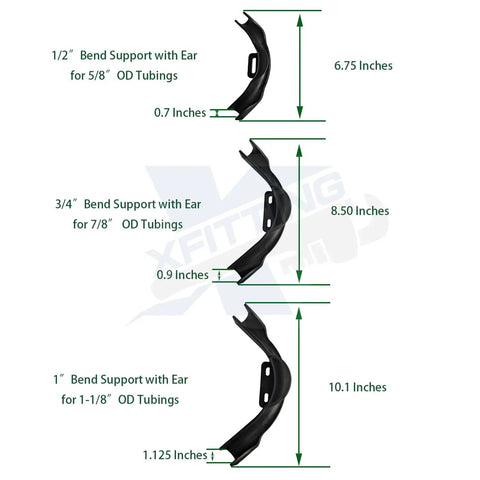 Diagram of Heavy Duty Reinforced Plastic PEX Bend Support For Three Eighths To One Half Inch Tubing With Nail Tab Easy Install Reusable