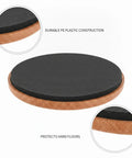 One Round PE Plastic Furniture Sliding Pads Set For Hard Floors Black Glides shown with close-up details