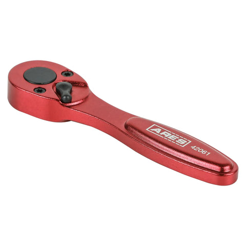 One Quarter Inch Drive Seventy Two Tooth Micro Ratcheting Bit Driver With Anodized Aluminum Build, red, small, lightweight.