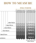 Diagram showing how to measure curtain pole width and panel length for Black Halloween Privacy Curtains Two Panels 52 By 72 Inches.