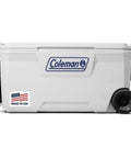 100 Qt Wheeled Marine Cooler With Fully Insulated Lid And Body Keeps Ice Up To Five Days In 90 Degree Heat Holds 160 Cans side view