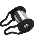 Close-up of a five-roller zip line pulley system with 440 lb capacity, designed for backyard fun and outdoor playsets.