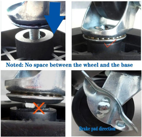 Close-up of Adjustable Washing Machine Base And Telescoping Furniture Dolly with rubber wheels and swivel locking casters detail.