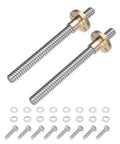 TR8x2 Lead Screws Set Of 2, 100mm Stainless Steel With T8 Brass Nut, Acme Thread 2mm Pitch 8mm Lead For 3D Printer Z Axis And CNC Machine