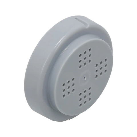 Durable Pasta Maker Shaping Disc For Spaghetti And Noodles Attachment Replacement in grey, showing front holes for pasta shaping.