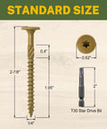 Beefy Outdoor Lag Screws For Decking And Timber Two And Seven Eighth Inch Fifty Pack Bronze Coated Flat Head Rust Resistant