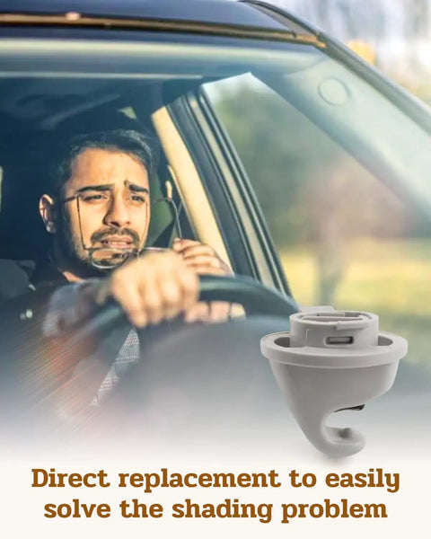 Interior Sun Visor Hook Clip Bracket Fits VW Atlas 2019 to 2024 Tiguan shown with driver experiencing sunlight glare