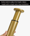 Adjustable Gold Furniture Leveling Feet With Universal Screwless Twist Design For Wobbly Tables Beds And Couches Hassle Free Zero Drilling Solid Floor Savers Quick Renter Upgrade 72 To 110 Cm Span, showing height adjustment feature.