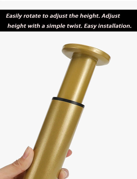 Adjustable Gold Furniture Leveling Feet With Universal Screwless Twist Design For Wobbly Tables Beds And Couches Hassle Free Zero Drilling Solid Floor Savers Quick Renter Upgrade 72 To 110 Cm Span, showing height adjustment feature.