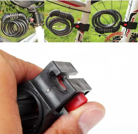 Close-up of Two Pack Bike Lock Mounting Bracket Holder Frame Mount Replacement Storage Clamp Universal U Lock Clip for bike seatpost.