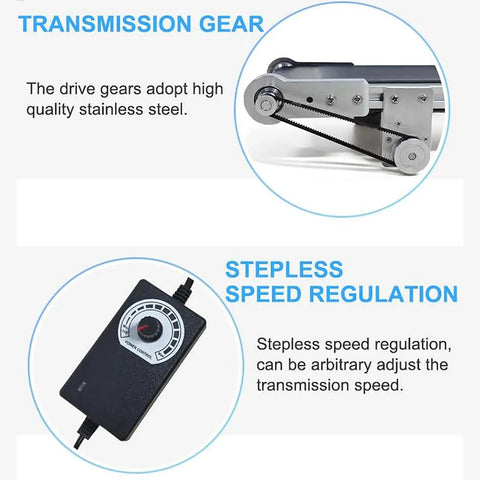 Automatic Conveyor Belt With 10x50cm PVC Wear Resistant Belt And Adapter Adjustable Speed And Super Powerful Motor transmission gears and speed regulator.