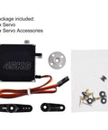 Pro Grade Heavy Duty Digital Steering Servo DSC45MG 45kg Torque Metal Case with accessories and connectors for RC builds.