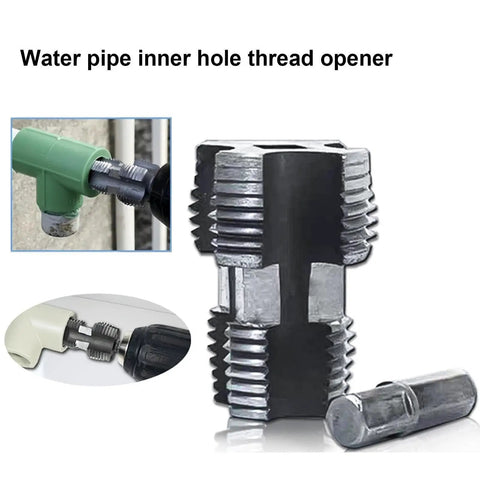 Heavy Duty Portable Pipe Internal Threader; metal construction; for cutting 1/2 to 1 inch threads in plumbing projects.