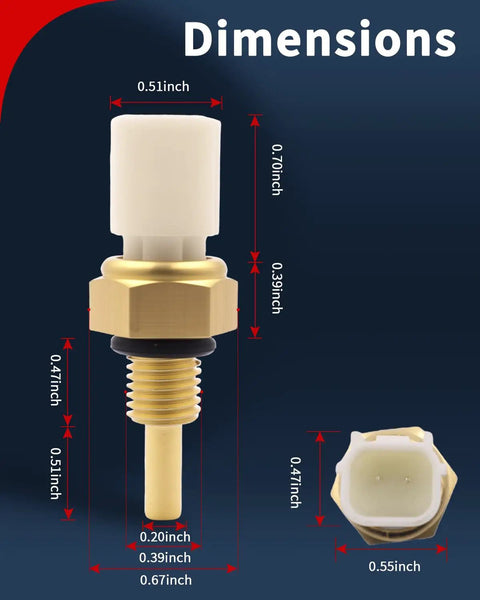 Honda Engine Coolant Temperature Sensor With Connector Fits Accord Civic CRV Odyssey Pilot Ridgeline Fit Insight CRZ And More Easy Install Durable OEM Grade Replacement For Reliable Engine Cooling, brass sensor dimensions