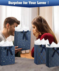 Four Pack 9 Inch Gift Bags In Premium Blue With Tissue Paper Medium Size 7x4x9 Inches Great For Birthdays Baby Showers Weddings Party Favors And Holiday Gifts