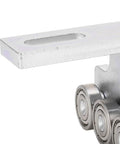 Heavy Duty 6 Wheel Trolley Assembly For PA200 To Pa1000 Electric Hoist with smooth silver rollers and sturdy bracket.