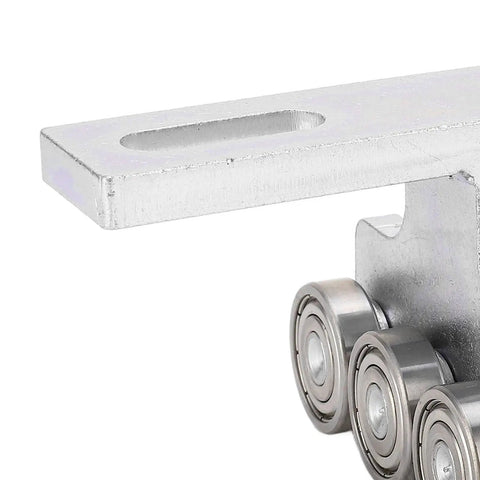 Heavy Duty 6 Wheel Trolley Assembly For PA200 To Pa1000 Electric Hoist with smooth silver rollers and sturdy bracket.