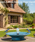 Solar Powered Bird Bath Fountain For Outdoors 12.6 Inch Hummingbird Bath with Quiet Pump in garden setting
