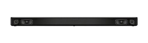 Front view of Compact 2 Channel Soundbar With Bass Reflex Built In Tweeter Bluetooth Easy Setup Slim Design For Small Rooms And Home Office