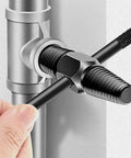Dual Use Screw Extractor For Water Pipes And Faucets Easy Out Broken Bolt Remover For Damaged Or Stripped Screws Fits One Half Inch And Three Quarter Inch Bolts Fasteners And Valves Pro Grade High Carbon Steel Pipe Repair Tool installed on a metal pipe