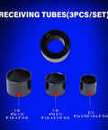 Three receiving tubes set from Ball Joint Removal Tool Kit 10 Piece For Most 2WD And 4WD Cars And Light Trucks.