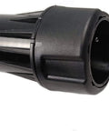 DWV9000 universal quick multi-function connector, black plastic cylindrical hose adapter, end view