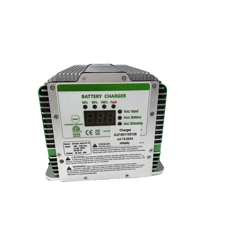 Premium 48 Volt Heavy Duty Battery Charger Replacement For Industrial Boom And Scissor Lifts Plug In Ready Setup Slick Fast Charge Rate Straight Up Durable Green Housing Total No Fluff Performance