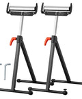 Killer 2 Pack Adjustable Roller Stands Built Like A Tank With Chrome Steel Supports Up To 250 Pounds Each for precision cuts.