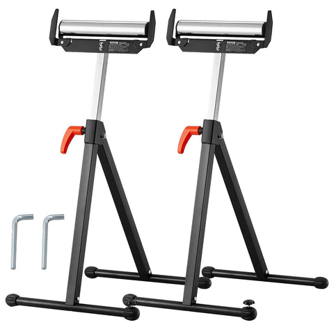 Killer 2 Pack Adjustable Roller Stands Built Like A Tank With Chrome Steel Supports Up To 250 Pounds Each for precision cuts.