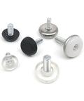 Hella Smooth Chair Leg Floor Savers 72 Piece Set Black And Clear Adjustable Glides with various rubberized gliders and screws.