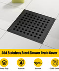 Shower Drain 24 Inch With Removable Pattern Grate Matte Black Stainless Steel 304 Anti Corrosion Built To Last