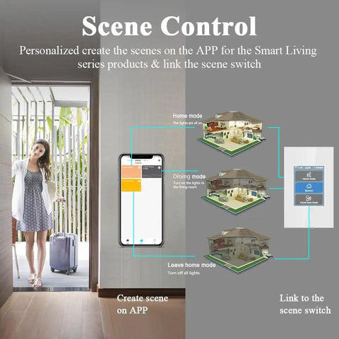 Scene control app for Smart Light Switch 1 2 3 Gang 3 Way For Whole House With LCD Panel And WiFi Mesh Never Offline 2.4GHz