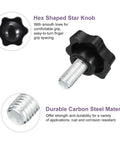Badass Rock Solid M10 X 20 Mm Star Locking Clamping Knobs With A Grippy Polymer Design featuring a hex shaped star knob with smooth grip.