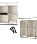 Total Closet Game Changer Hanging Purse Organizer For Wardrobe Dustproof Handbag Storage Rack that maximizes vertical space with four compartments.
