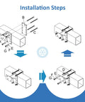 Installation steps for Stainless Steel Spare Tire Carrier For Trailers, showing bracket assembly and bolt placement