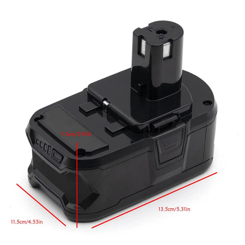 Rock Solid Battery Protection Shell With Built In Circuit PCB Board Custom Fit For Ryobi 18V P103 P108 Packs, black plastic case.