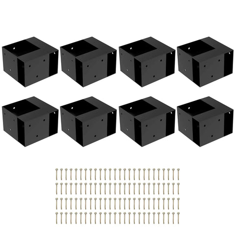 Heavy Duty 8 Piece 3 Way Workbench Bracket Kit For 2x4 Lumber Steel Corner Brackets With Black Powder Coat Rust Resistant High Load Bearing For DIY Garages And Shops, 8 black steel corner brackets with screws