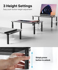 Ergonomic Monitor Stand Riser With Airflow Vents Three Height Options Of 3.94, 4.72 And 5.51 Inches, Laptop Stand And Desk Organizer
