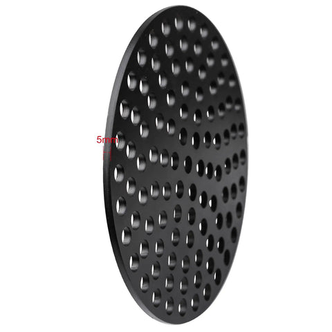Side view of Heavy Duty Iron Floor Drain Cover For Garage Use 8 Inch Floor Strainer With Rust Resistant Powder Coated Finish