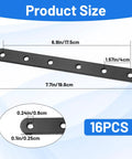 Dimensions of 16 Pack Beefy Straight Wood Brackets Heavy Duty Metal Braces 7.68 Inch Flat Mending Plates For Furniture Repair Cold Rolled Steel Black Joining Plates Reinforce Joints And Fix Cracks shown