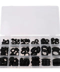 125-Piece Black Rubber Grommet Seal Ring Set With Super Elasticity For Hoses And Faucets, Includes Handy Plastic Storage Box For Pumps And Fittings, Durable Rubber Gasket Replacement Kit For Home, Auto, And DIY Projects, black rubber rings in storage box