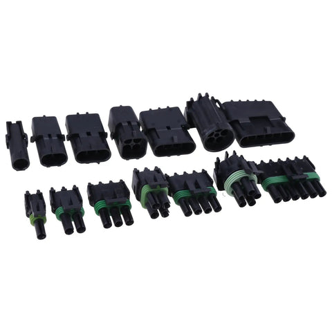 Ultimate Connector Kit With T-18 Crimp Tool For WP-1505 Pro Weather Pack Replacement Including Assorted 1 Way To 4 Way Inline Terminals, black