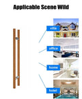 Rustic Round Wood Sliding Door Handle Set Mocha Brown, Push Pull Barn Door Pull, Glass Pulls, H Shape Entry Front Door Handle, Solid Wood Construction With Waterproof Coating, Smooth Chamfered Edges, Two Size Options 120x80 cm and 40x25 cm, back-to-back mounted wood handles for villa, office, home, hotel