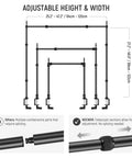 Overhead Camera Mount Rig With Dual Ball Heads And Heavy Duty Clamp Space Saving Desk Mount adjustable height and width diagram