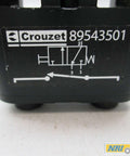 Label of Industrial Grade Pneumatic Valve Body Manifold 89543501 with Crouzet branding and schematic diagram