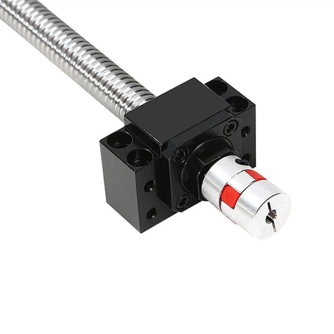 Close-up of Anti Backlash Ball Screw Kit SFU RM1605 800mm with metal deflector ball nut housing and coupler